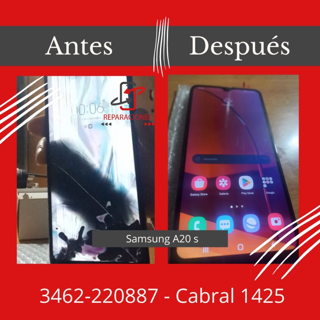 Antes y después de cambio de módulo en Samsung a20s