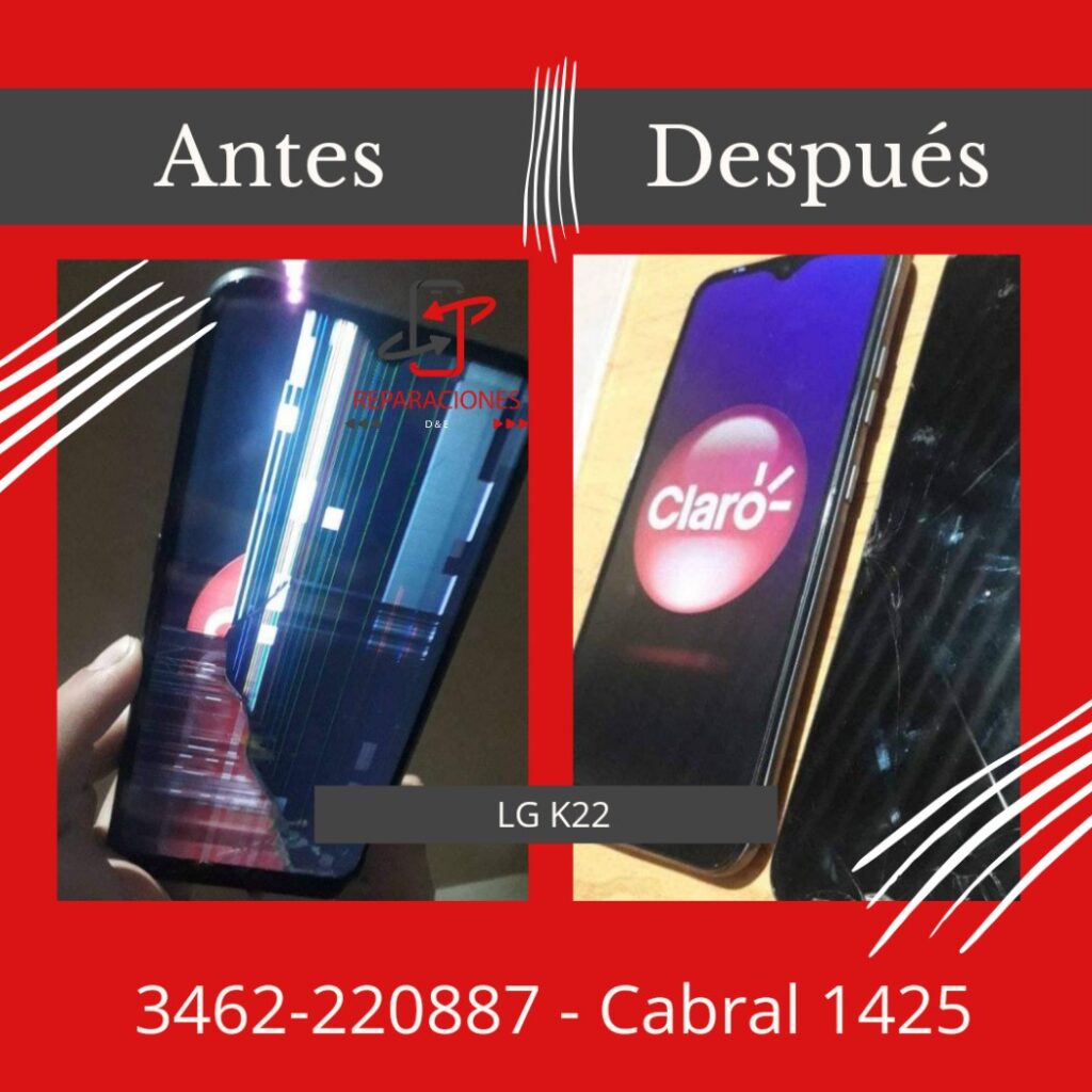 Antes y después de cambio de módulo en LG K22